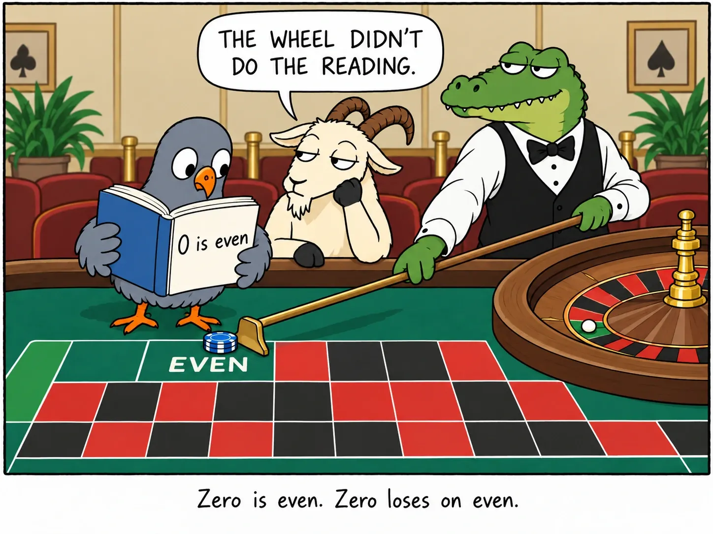 O zero é par. O zero perde no par.